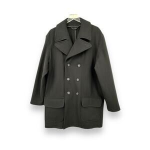 Grenfell England men's pea coat jacket size 46 wool blend double breasted black